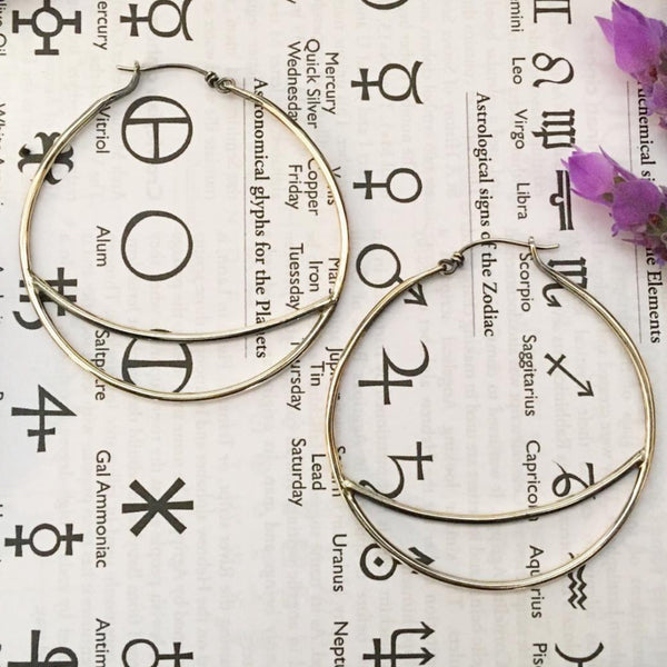 Zoë Ace Metal New Moon Hoops Witchy Sterling Silver Jewellery