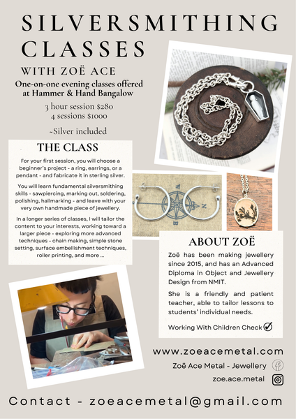 Silversmithing Classes with Zoë Ace
